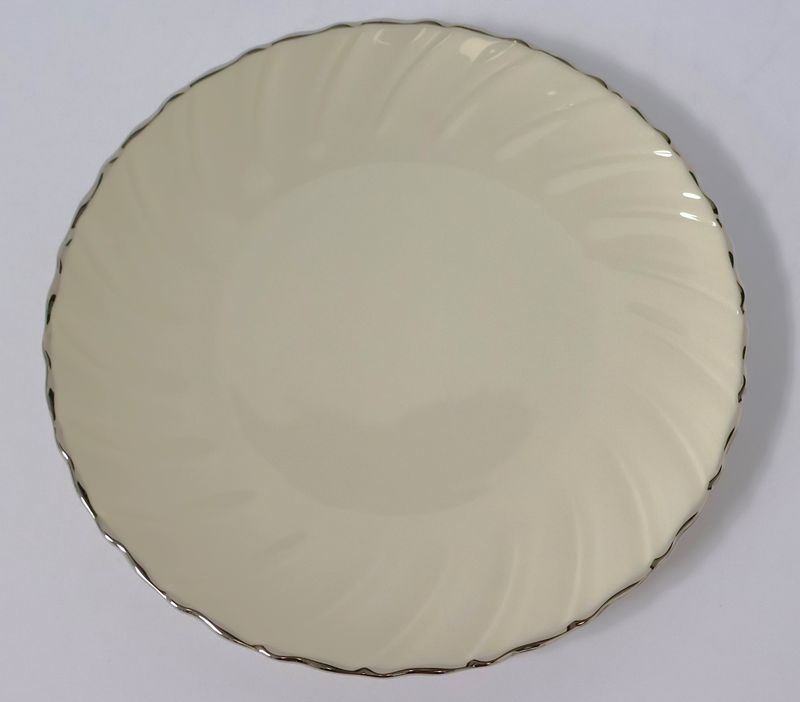 Lenox Weatherly 8" Ivory Salad Plate with Swirl Pattern and Platinum Rim