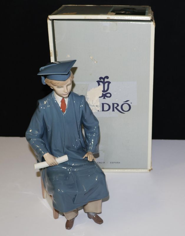Lladro "Boy Graduate" #5198 - 11” Glossy Porcelain Figurine - Mint in Original Box