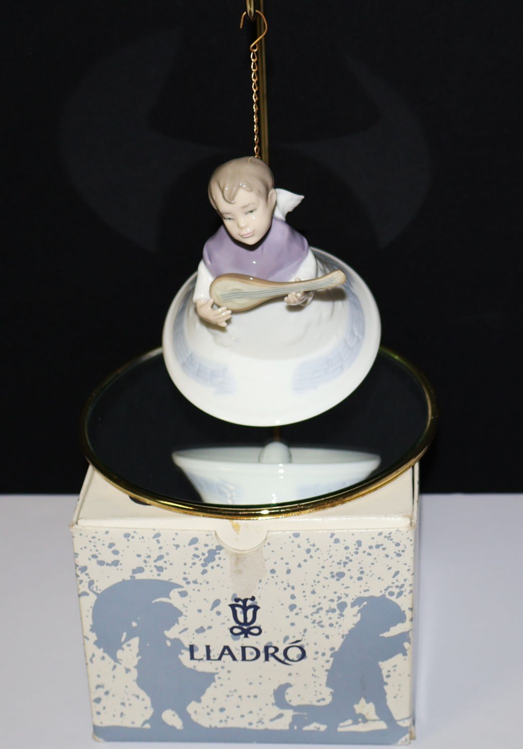 Lladro &quot;Heavenly Musician&quot; #6498 Angel Figural Bell Ornament with Mandolin - Original Box