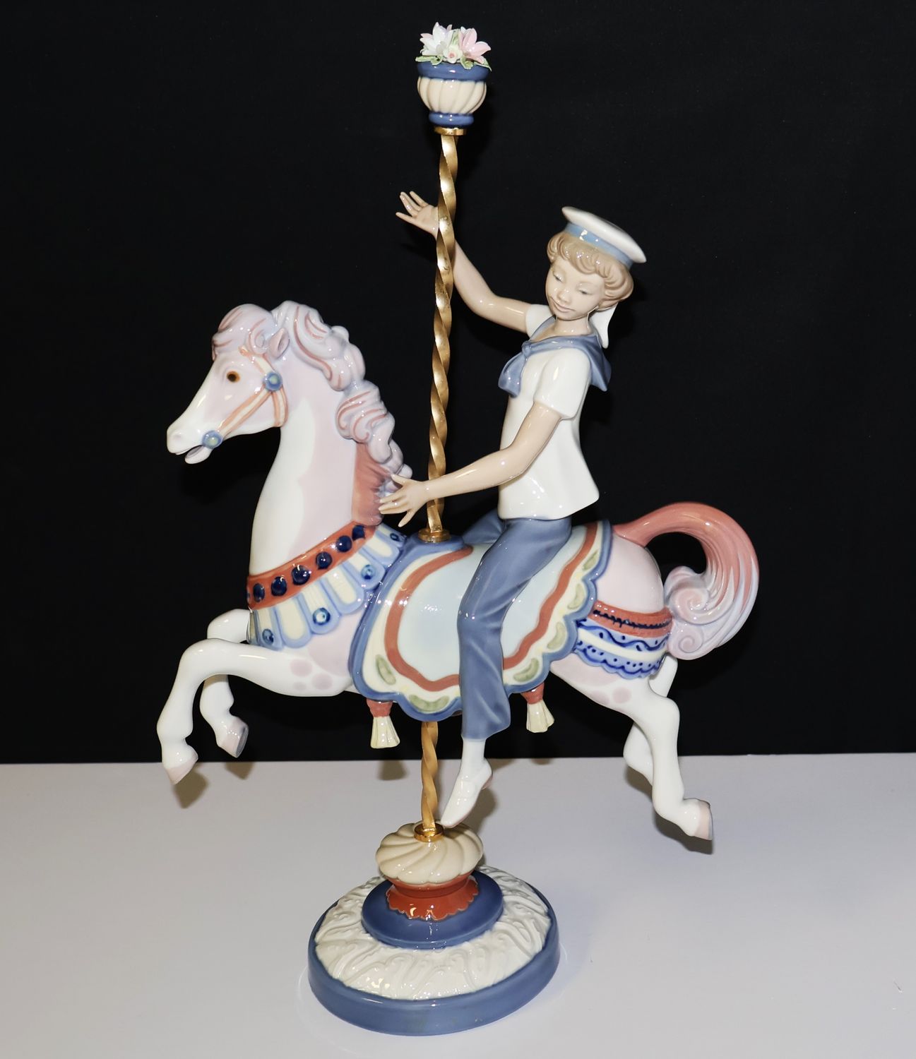 Lladro “Boy on Carousel Horse” 15.5” Gloss Figurine #1470 by Jose Puche