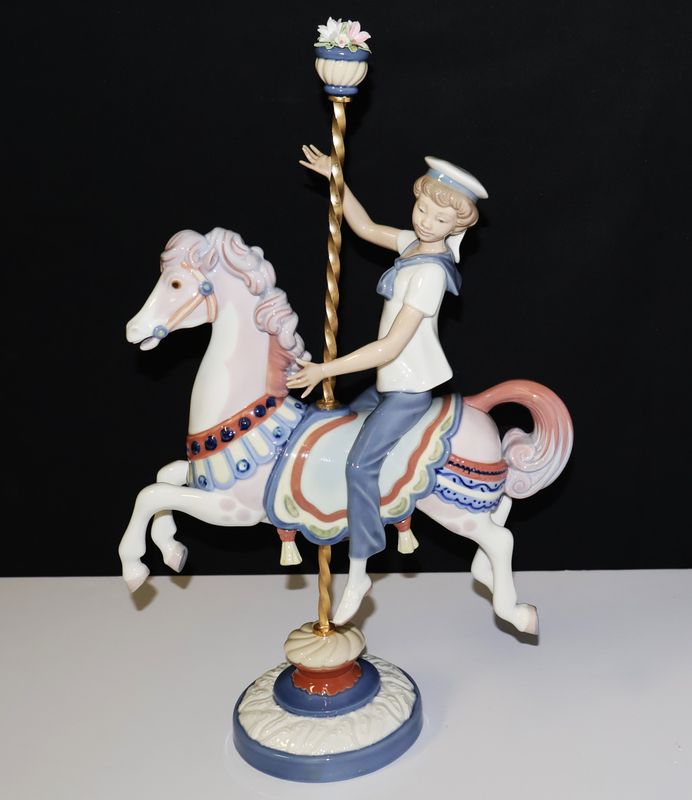 Lladro “Boy on Carousel Horse” 15.5” Gloss Figurine #1470 by Jose Puche