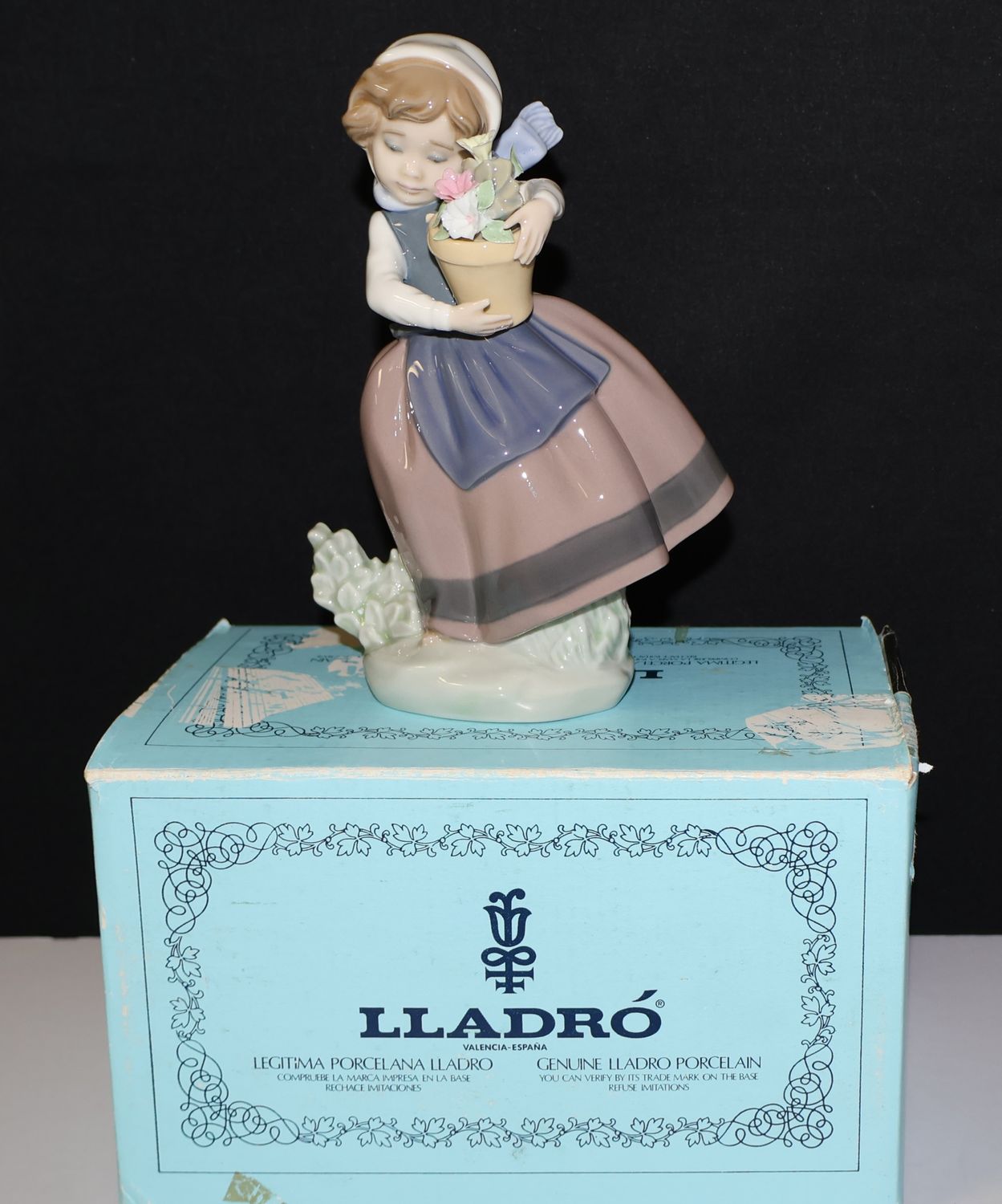 Lladro “Spring is Here” Girl with Flower Pot Figurine #5223 in Original Box
