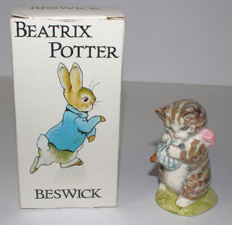 Beswick &quot;Miss Moppet&quot; Beatrix Potter’s Porcelain Cat Figurine with Box - England