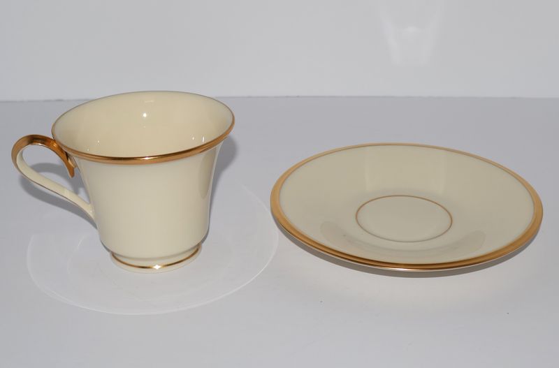 Lenox Eternal Cup &amp; Saucer Set – Ivory with Gold Trim – Made in USA | Multiple Available