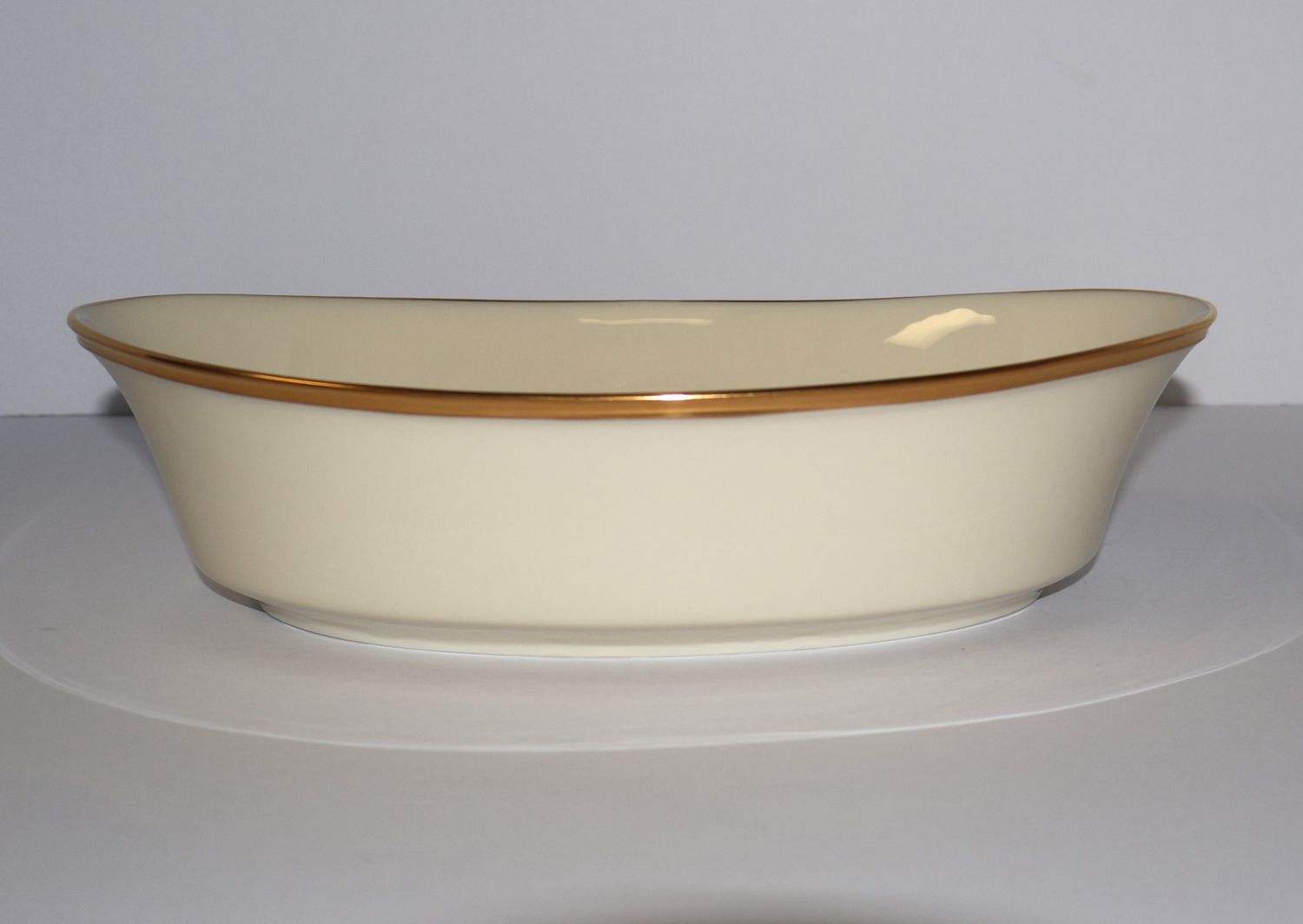Lenox Eternal 10&quot; Oval Vegetable Serving Bowl – Ivory &amp; Gold Trim | Made in USA