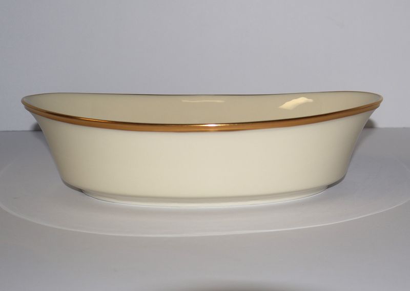 Lenox Eternal 10&quot; Oval Vegetable Serving Bowl – Ivory &amp; Gold Trim | Made in USA