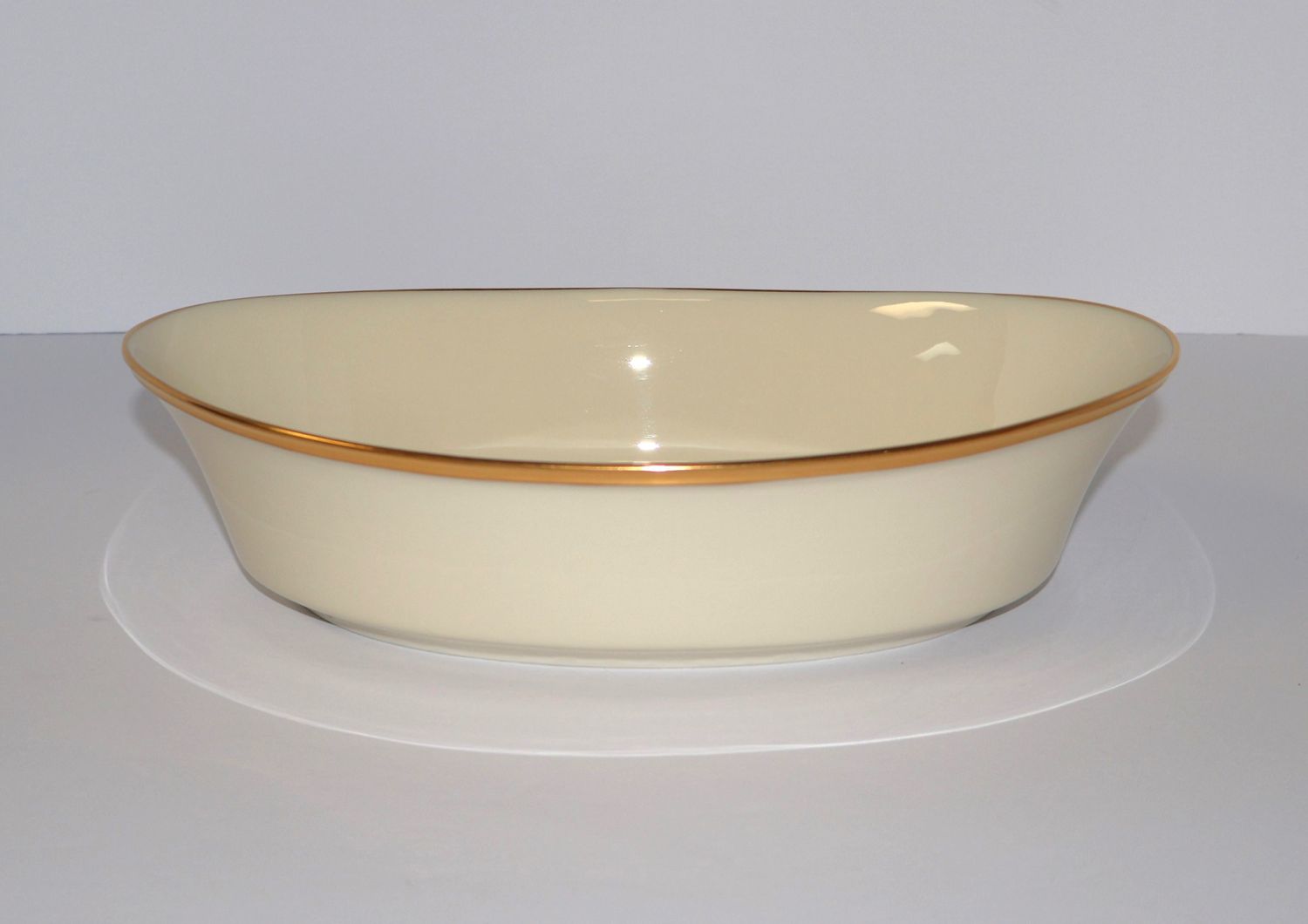 Lenox Eternal 8&quot; Oval Vegetable Serving Bowl – Ivory &amp; Gold Trim | Made in USA
