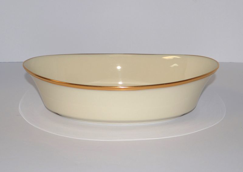 Lenox Eternal 8&quot; Oval Vegetable Serving Bowl – Ivory &amp; Gold Trim | Made in USA