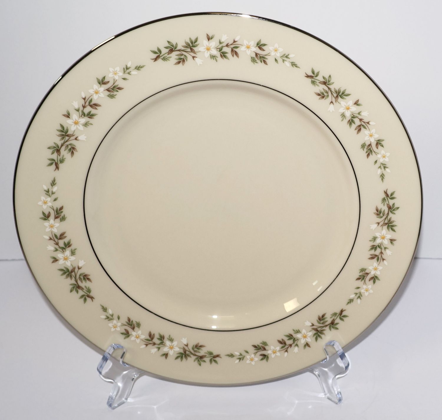 Lenox Brookdale 10 5/8” Dinner Plate – Floral with Platinum Trim – Made in USA
