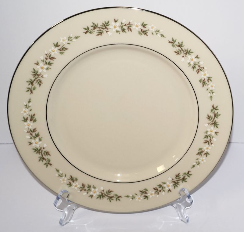 Lenox Brookdale 10 5/8” Dinner Plate – Floral with Platinum Trim – Made in USA