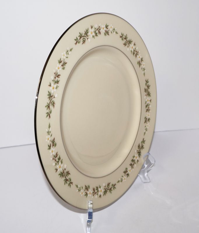 Lenox Brookdale 10 5/8” Dinner Plate – Floral with Platinum Trim – Made in USA