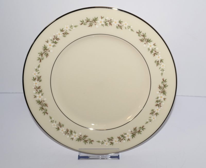 Lenox Brookdale 8 3/8” Dinner Plate – Floral with Platinum Trim | Multiple Available