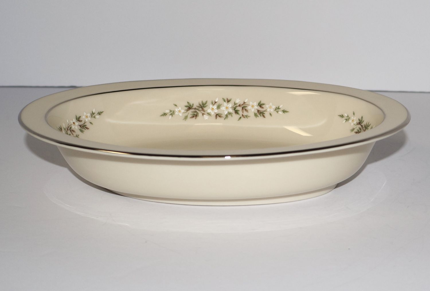 Lenox Brookdale 8.5” Oval Vegetable Serving Bowl – Floral &amp; Platinum | Made in USA