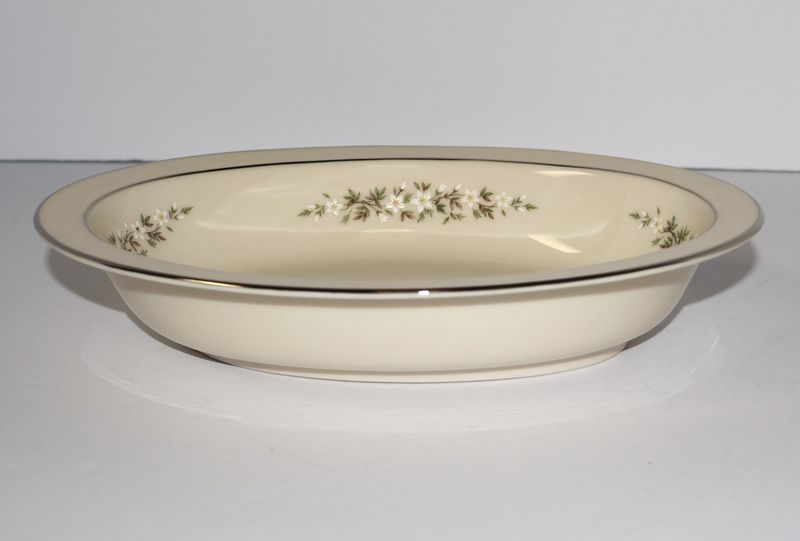 Lenox Brookdale 8.5” Oval Vegetable Serving Bowl – Floral &amp; Platinum | Made in USA