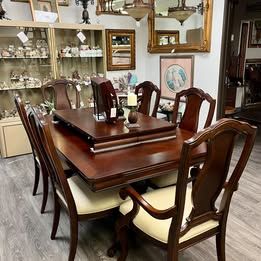Classic Orleans 9-Piece Cherry Pedestal Dining Set – Table, 6 Chairs &amp; 2 Leaves
