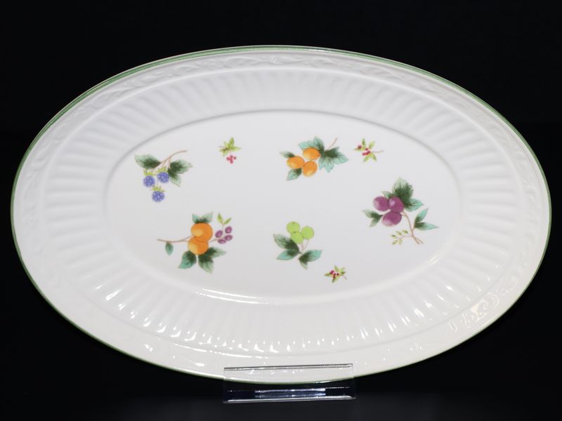 Mikasa Sunshine Lane Oval Relish Serving Dish / Underplate - Fruit &amp; Green Trim