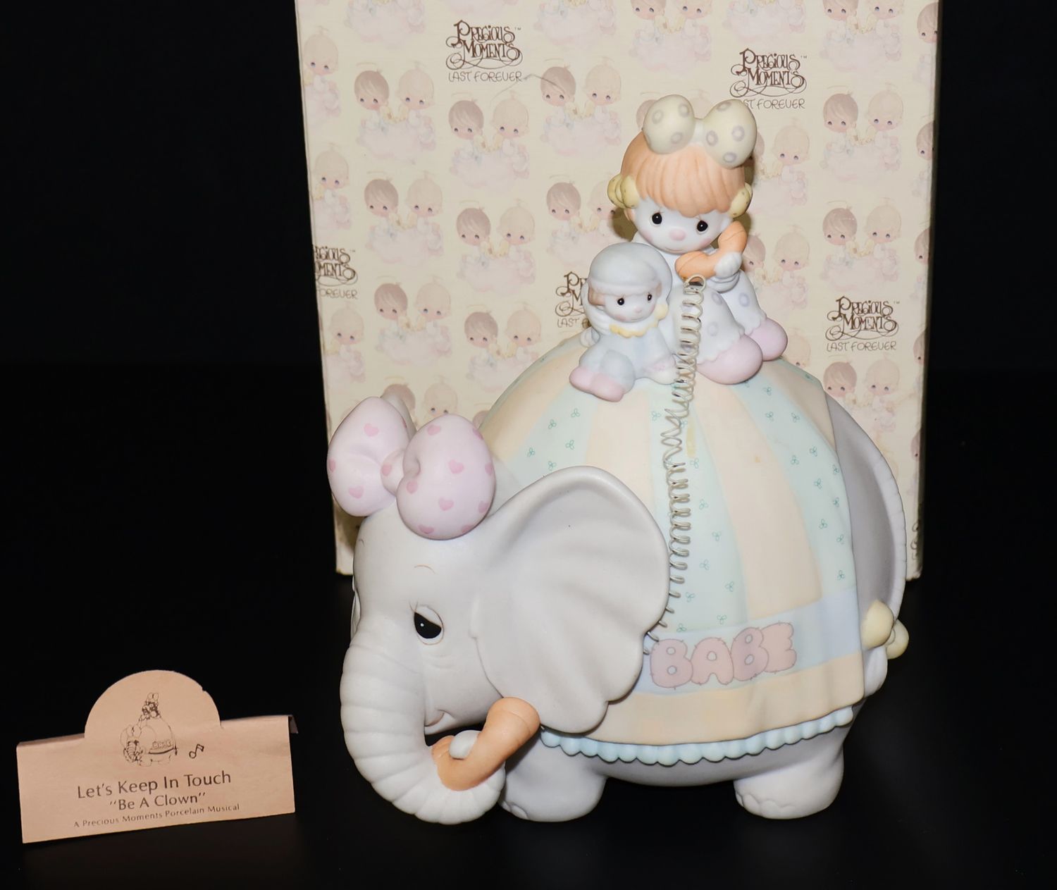 Precious Moments Elephant Musical Figurine #102520 - “Let’s Keep in Touch” (with Box)
