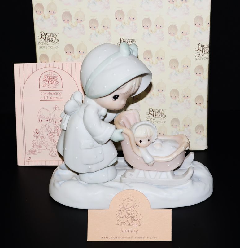 Precious Moments “January” Figurine 1988 Calendar Girls Collection #109983 (With Box)
