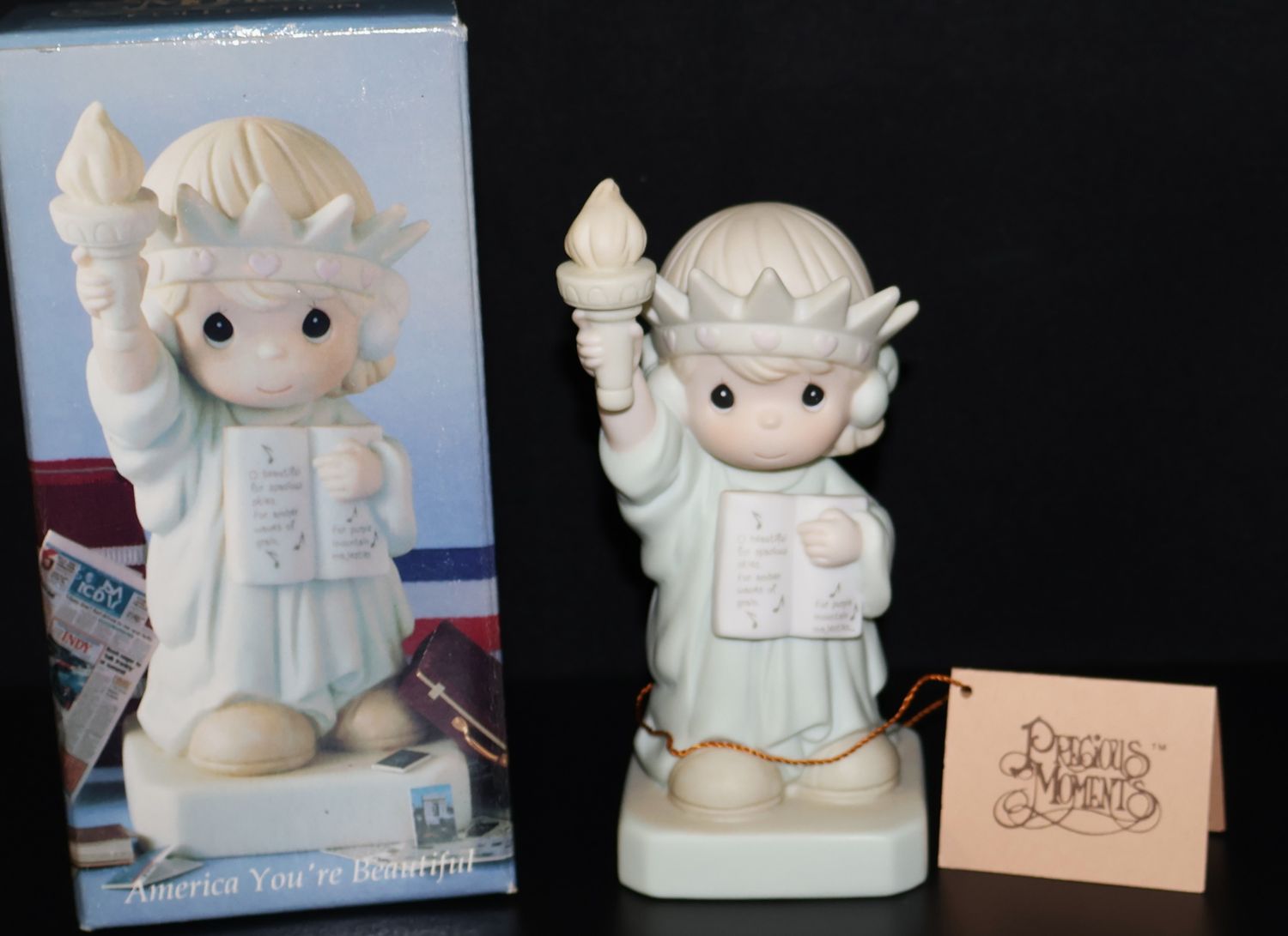 Precious Moments Figurine #528862 &quot;America, You’re Beautiful!&quot; (1992) Lady Liberty – With Original Box