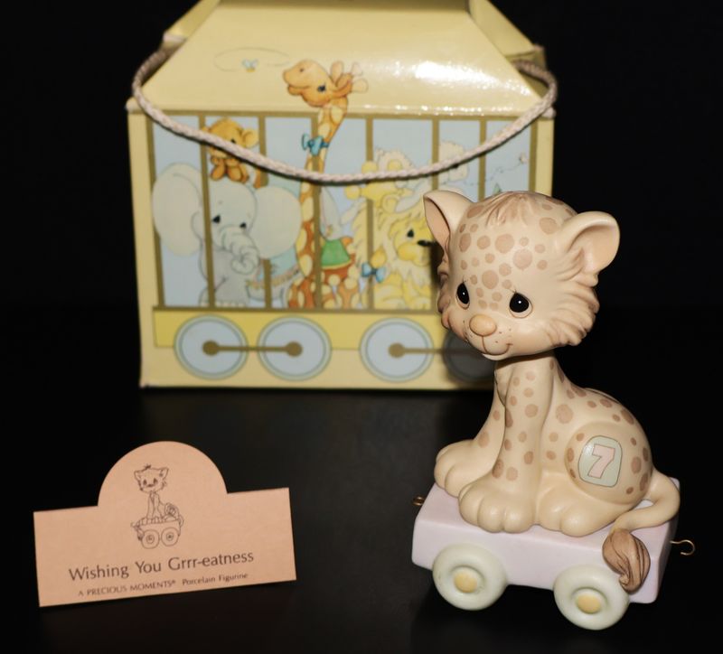 Precious Moments “Wishing You Grrr-Eatness” Age 7 Birthday Train Figurine #109479 (with Box)