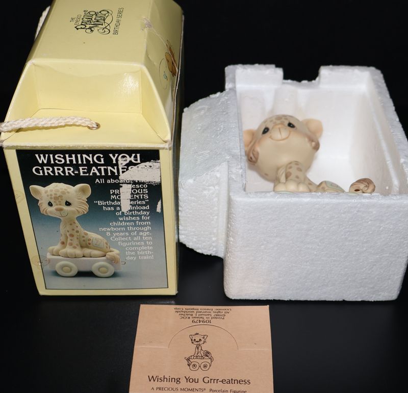 Precious Moments “Wishing You Grrr-Eatness” Age 7 Birthday Train Figurine #109479 (with Box)