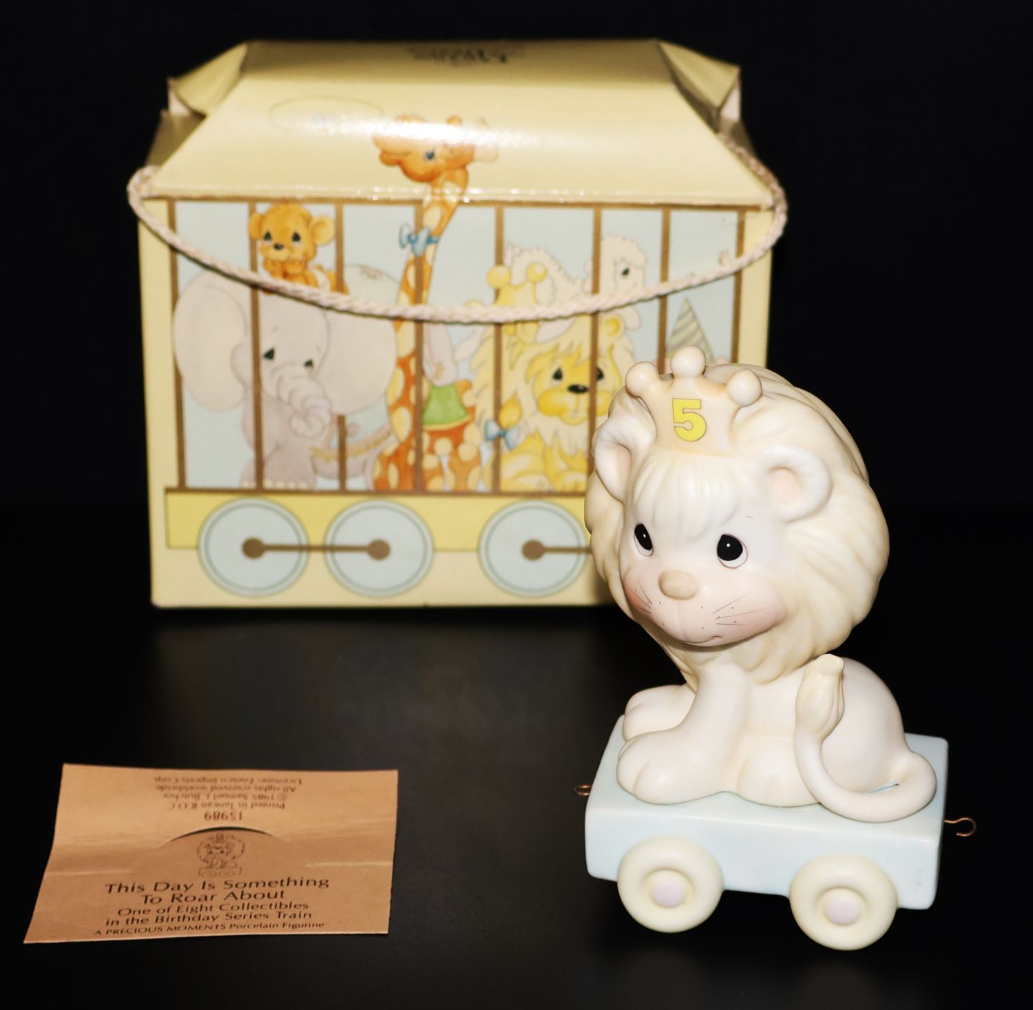 Precious Moments “This Day is Something to Roar About” Age 5 Birthday Train Figurine #15989 (with Box)