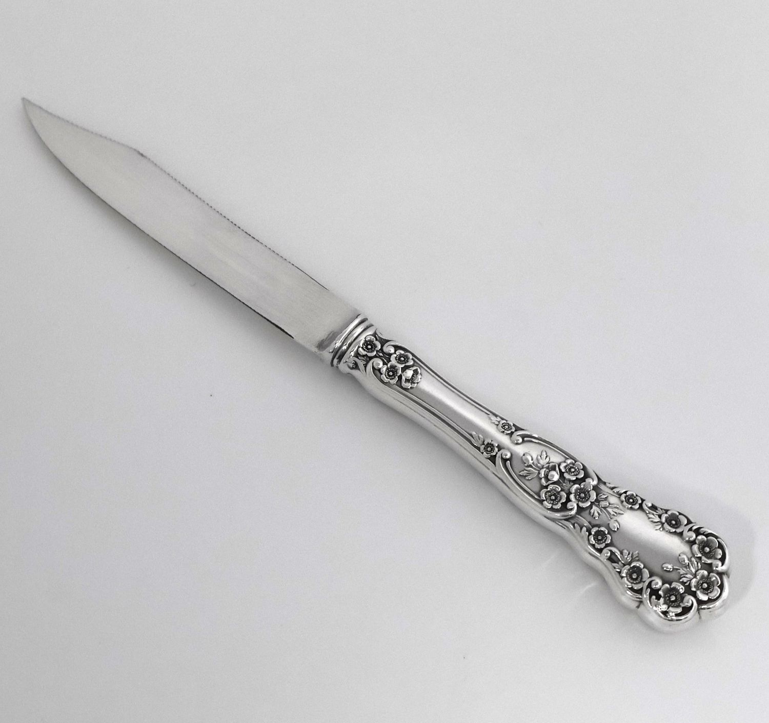 Gorham Buttercup Sterling Silver 6 3/4” Serrated Knife – Hollow Handle – No Mono – Old Mark
