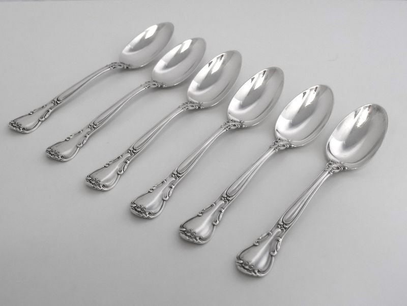 Set of 6 Gorham “Chantilly” Sterling Silver Teaspoons – 5 3/4” – No Monogram