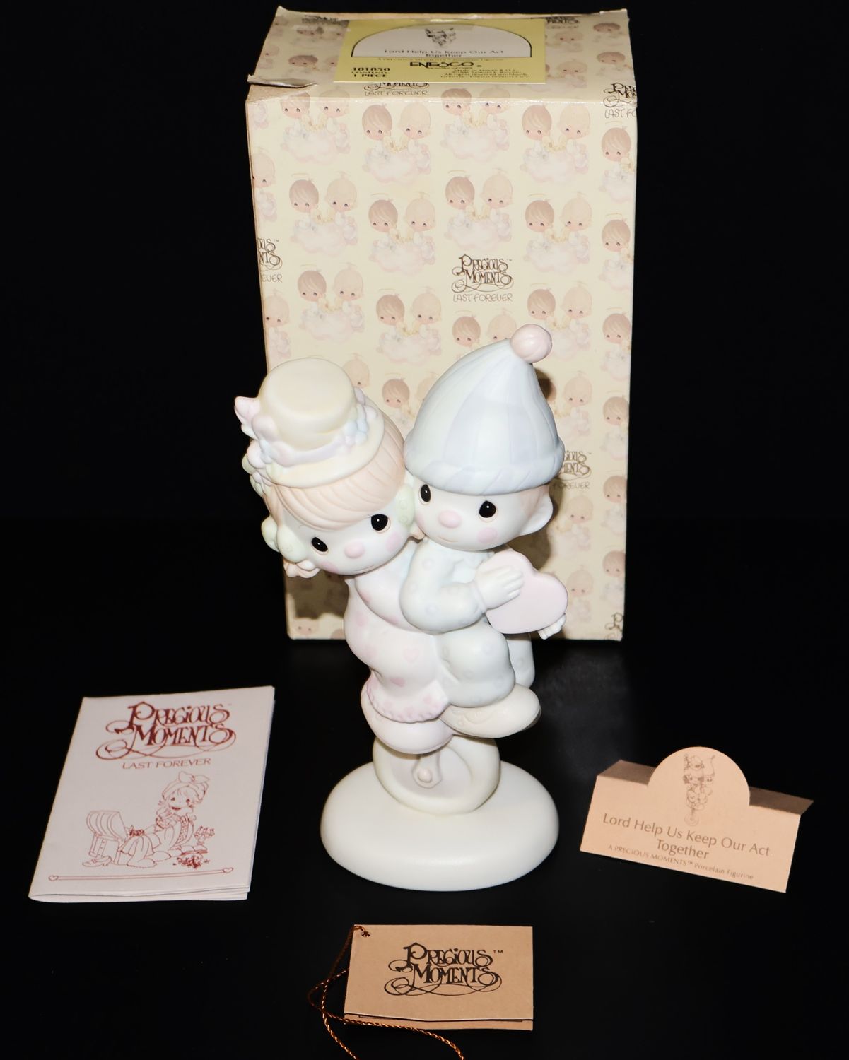 Precious Moments 1986 Figurine “Lord Help Us Keep Our Act Together” (101850) with Original Box