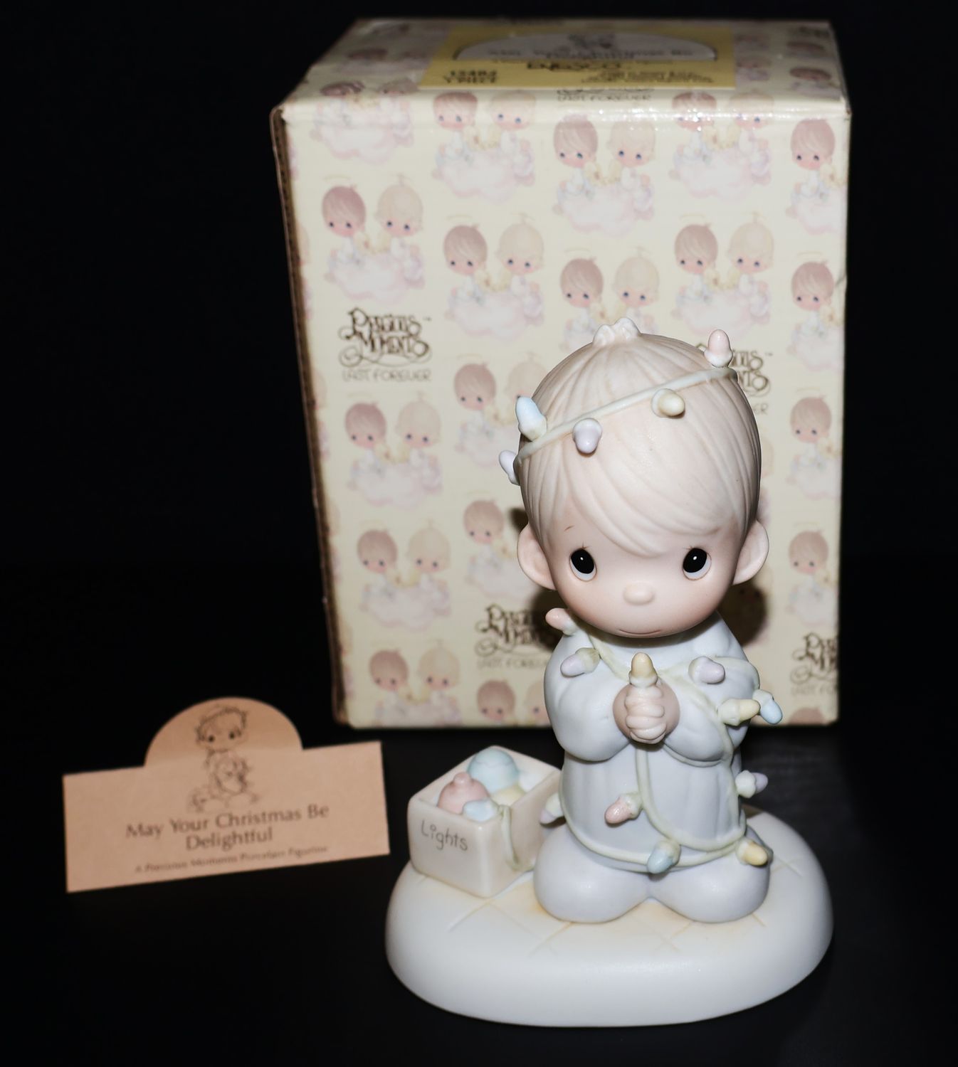 Precious Moments 1985 Figurine “May Your Christmas Be Delightful” (15482) with Original Box