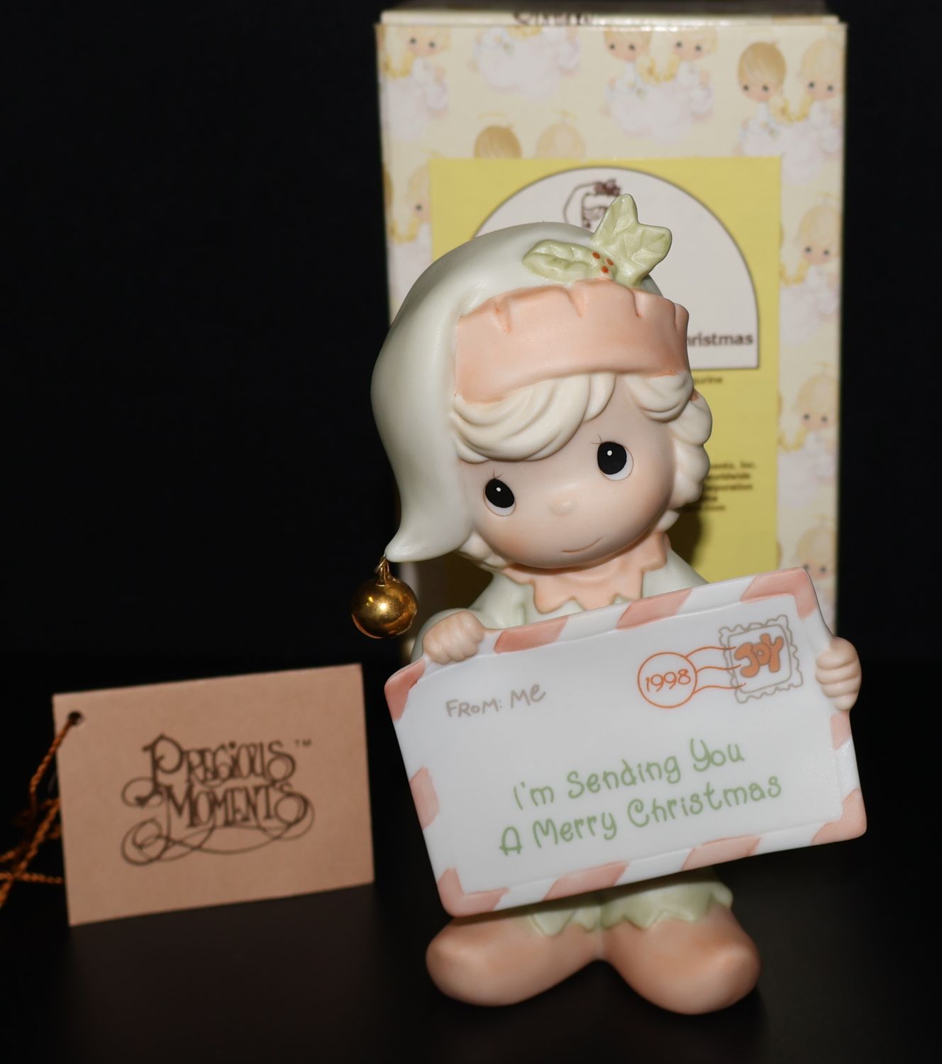 Precious Moments 1998 Figurine “I’m Sending You A Merry Christmas” (455601) with Original Box