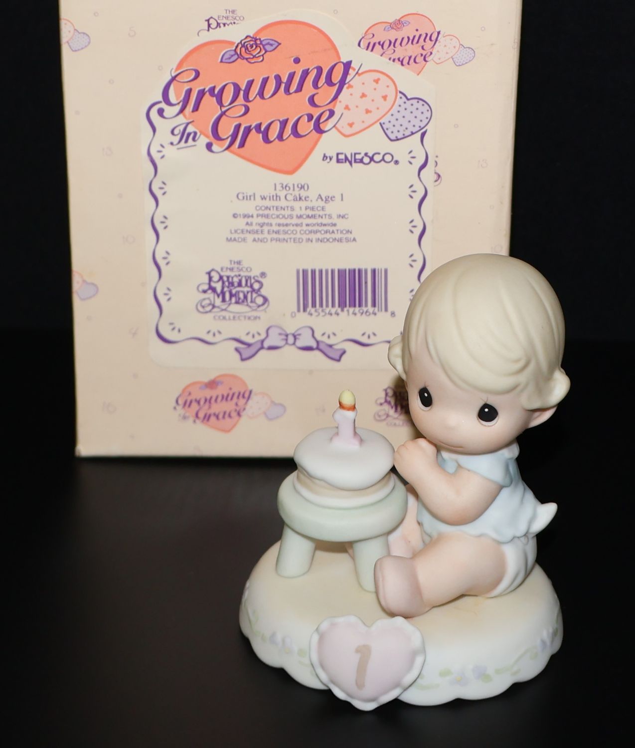 Precious Moments 1994 Growing Grace Figurine “Age 1” (136190) with Original Box