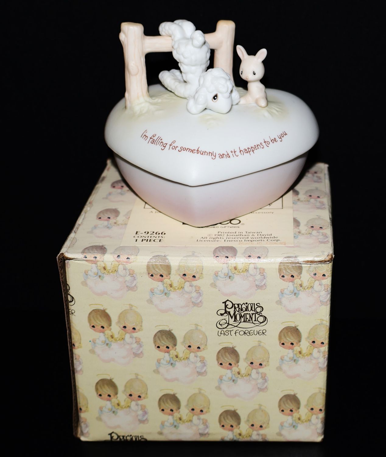 Precious Moments Heart Trinket Box “I’m Falling for Somebunny” #E-9266 with Original Box