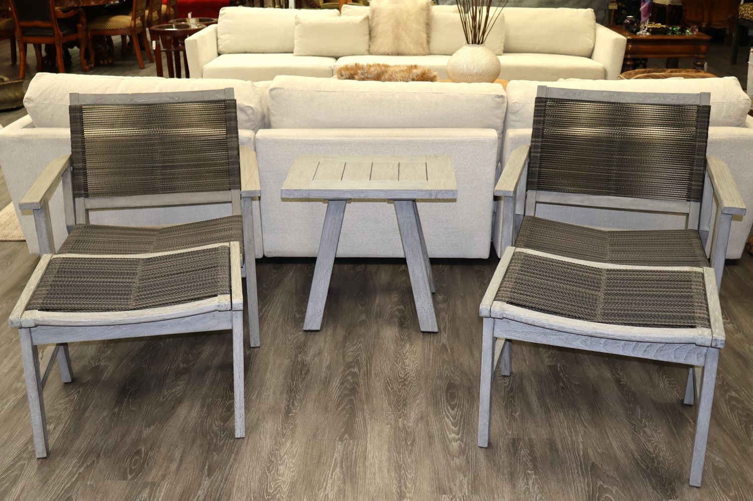 ARHAUS Tulum Collection 9-Piece Teak Driftwood Outdoor Furniture Set with Pillows