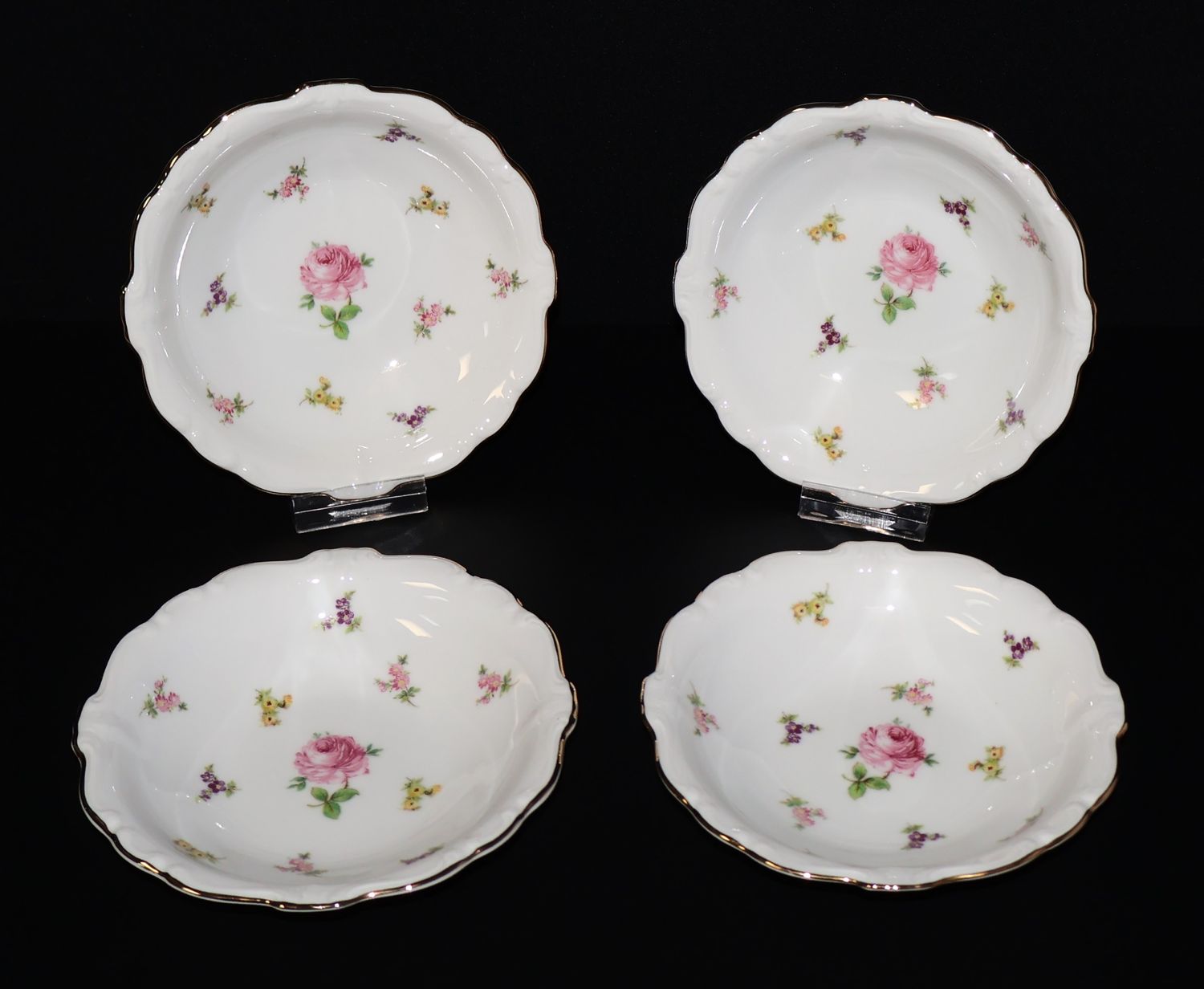 Johann Haviland Rosebud (Set of 4) Porcelain 5 1/8” Fruit Dessert Bowls | Bavaria