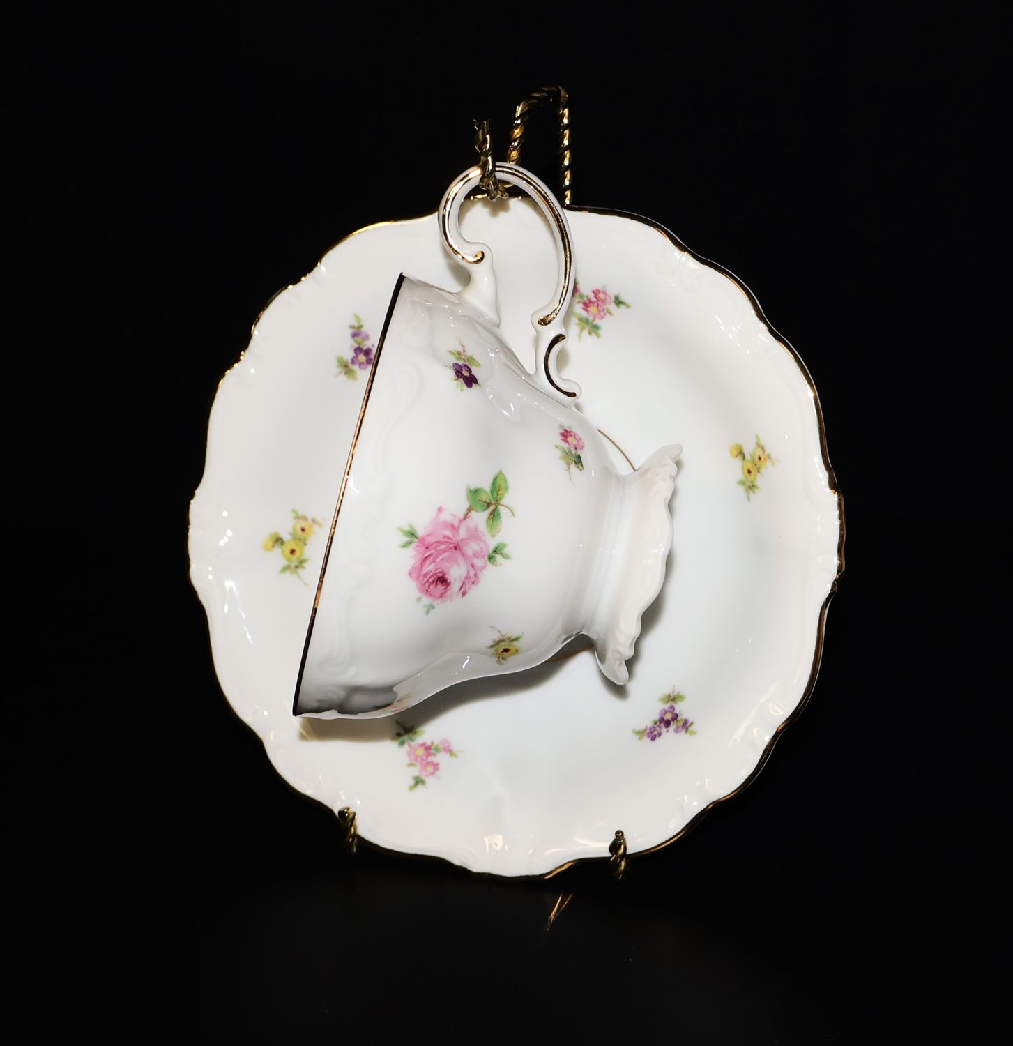 Johann Haviland Rosebud Footed Cup &amp; Saucer | Multiple Sets Available