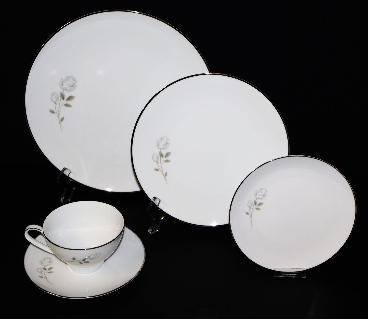 Noritake Altadena (6437) 5-Piece Place Setting – Rose &amp; Platinum Trim | Multiple Sets Available