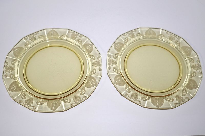 Fostoria Trojan Topaz Yellow Large 10 3/8” Dinner Plates – Set of 2 | Multiple Sets Available