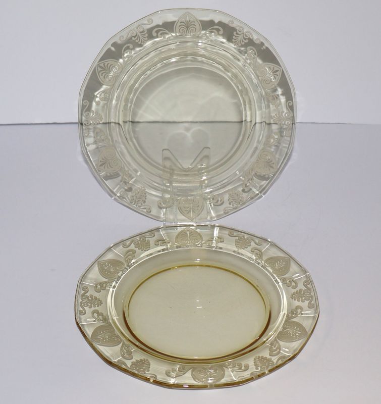 Fostoria Trojan Topaz Yellow 8 3/4” Luncheon Plates (Set of 2) | Multiple Sets Available