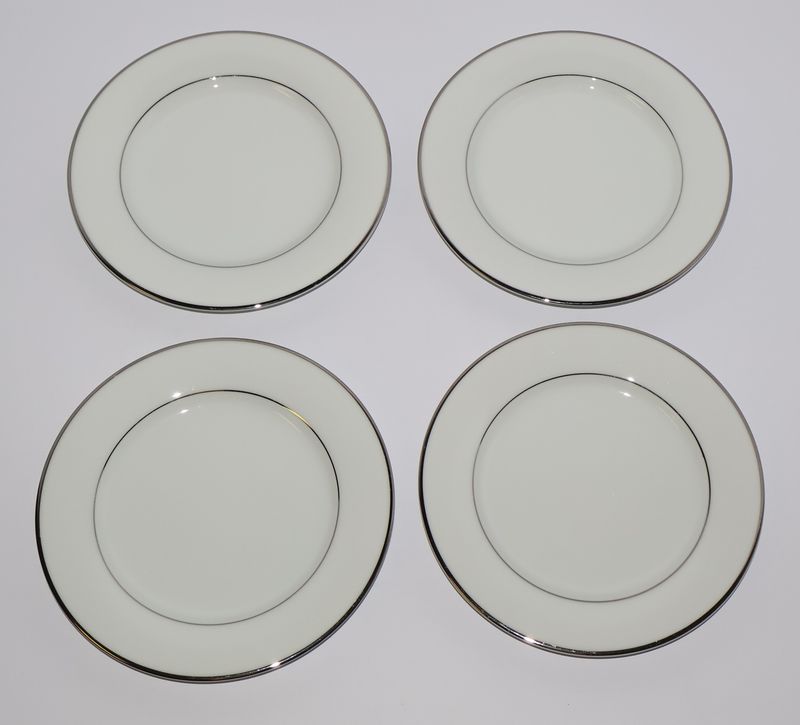 Noritake Derry (5931) 6 1/4" Bread Plates – Set of 4 | Platinum Trim