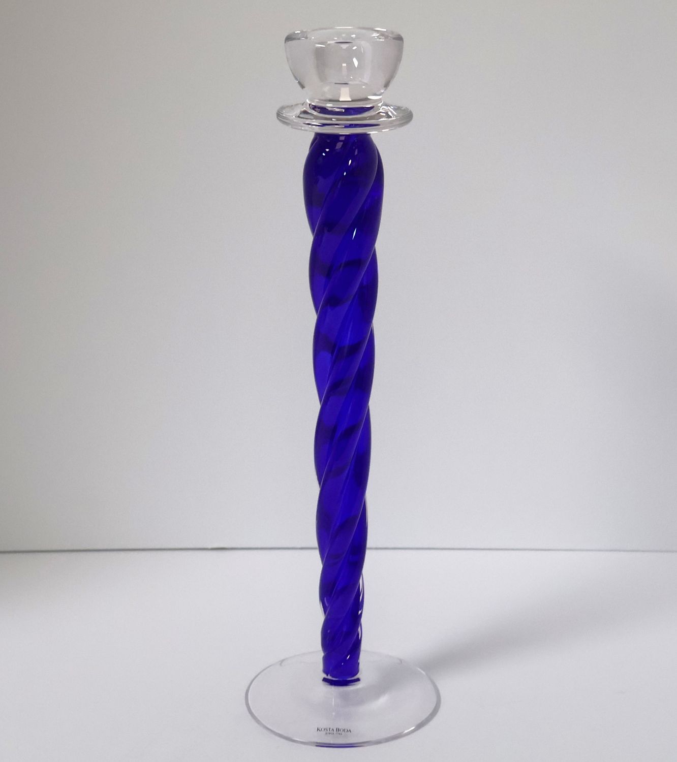 Kosta Boda Cobalt Blue 14.5” Tall Candlestick Holder – by Ann Wahlstrom | #69425