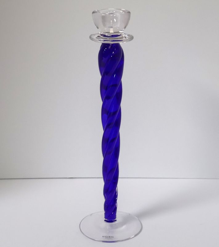 Kosta Boda Cobalt Blue 14.5” Tall Candlestick Holder – by Ann Wahlstrom | #69425