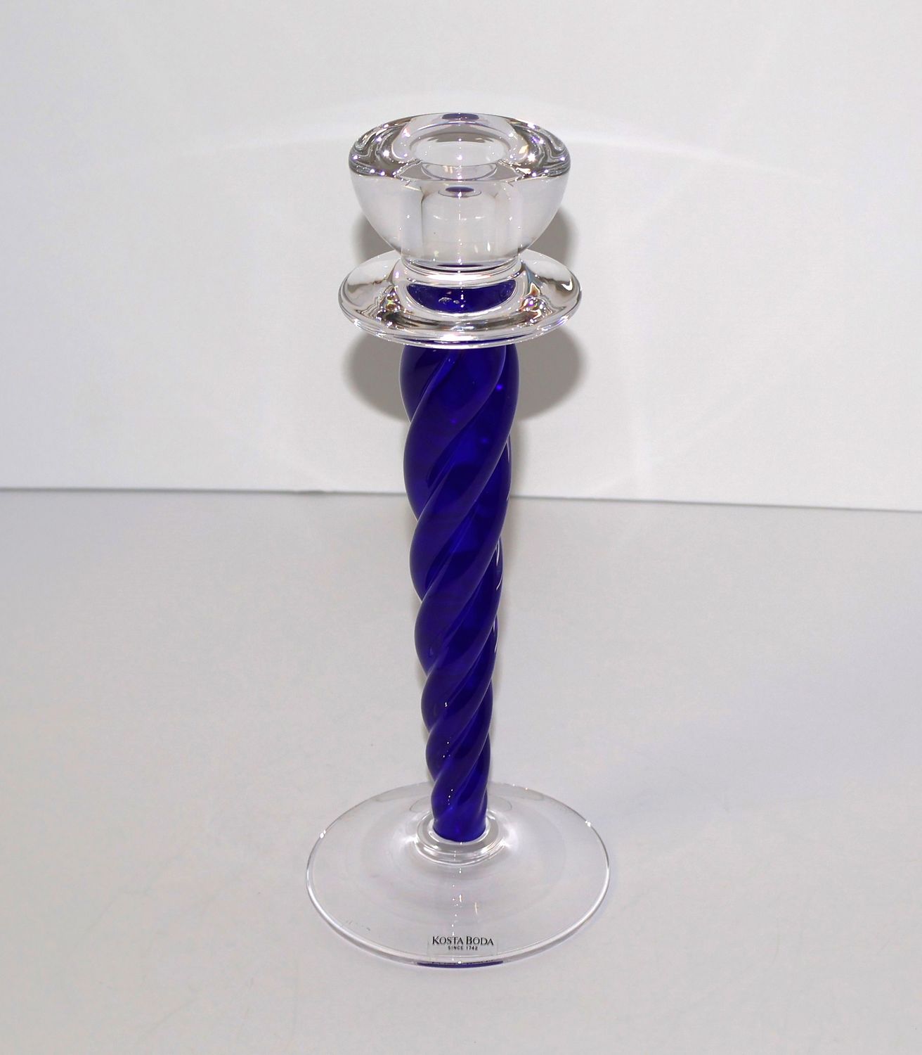 Kosta Boda Cobalt Blue 9.5” Tall Candlestick Holder – by Ann Wahlstrom | #69423