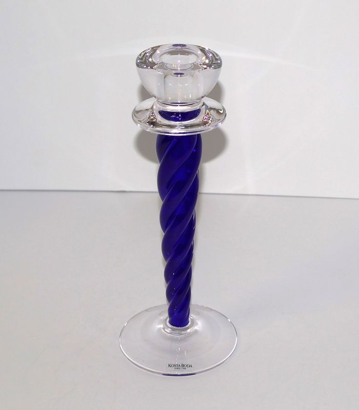 Kosta Boda Cobalt Blue 9.5” Tall Candlestick Holder – by Ann Wahlstrom | #69423