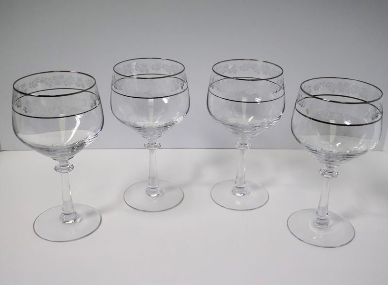 Fostoria Venise 7” Water Goblets – Platinum Trim | Set of 4 | Made in the USA