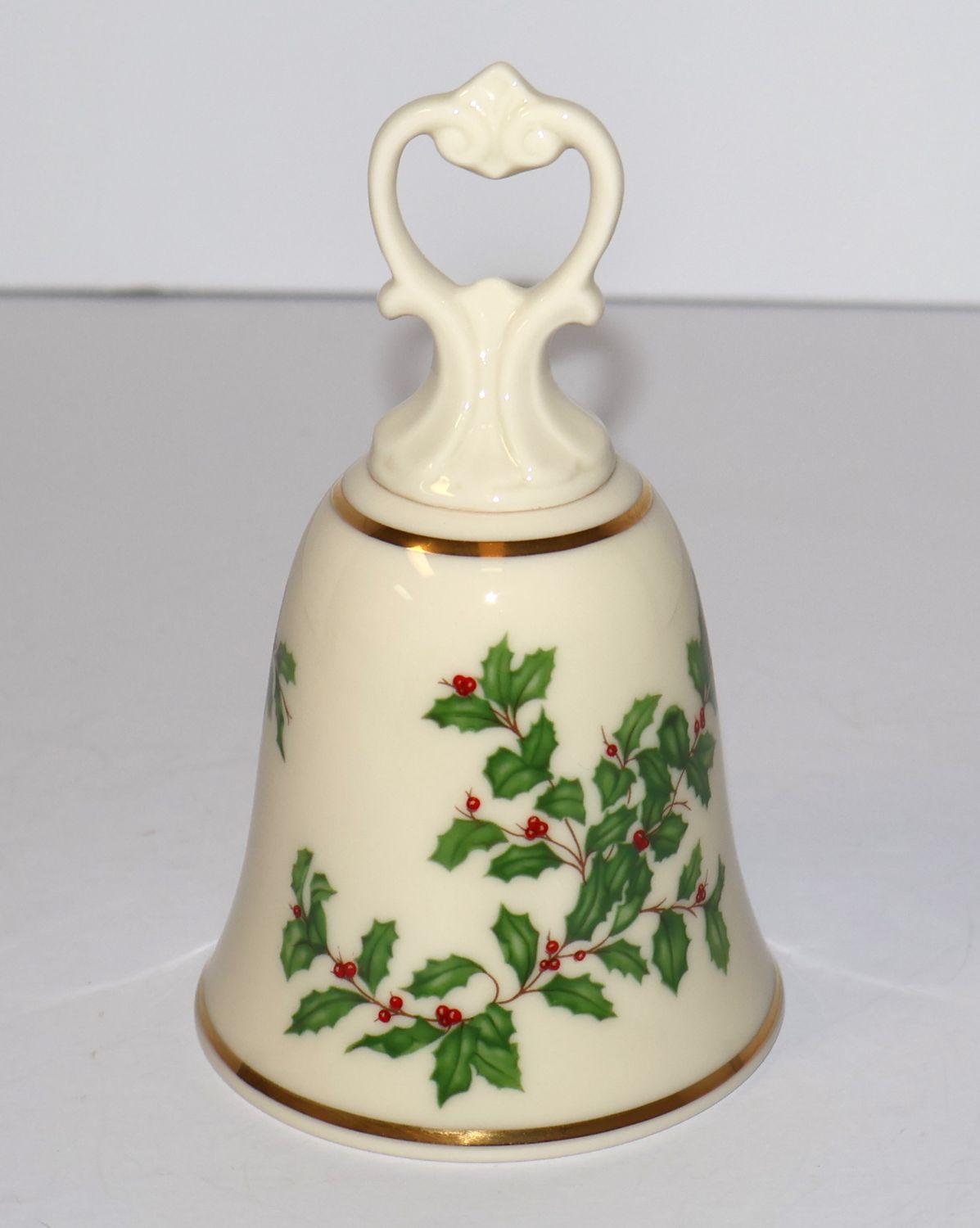 Lenox Holiday 5 1/2” Christmas Bell with Handle– Holly &amp; Berries | Made in the USA