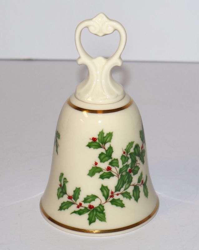 Lenox Holiday 5 1/2” Christmas Bell with Handle– Holly &amp; Berries | Made in the USA