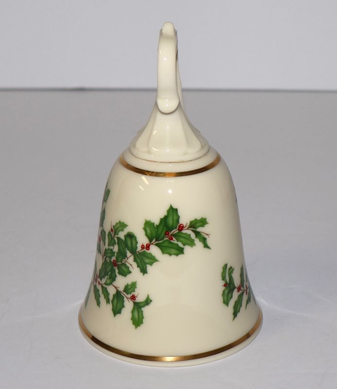 Lenox Holiday 5 1/2” Christmas Bell with Handle– Holly &amp; Berries | Made in the USA