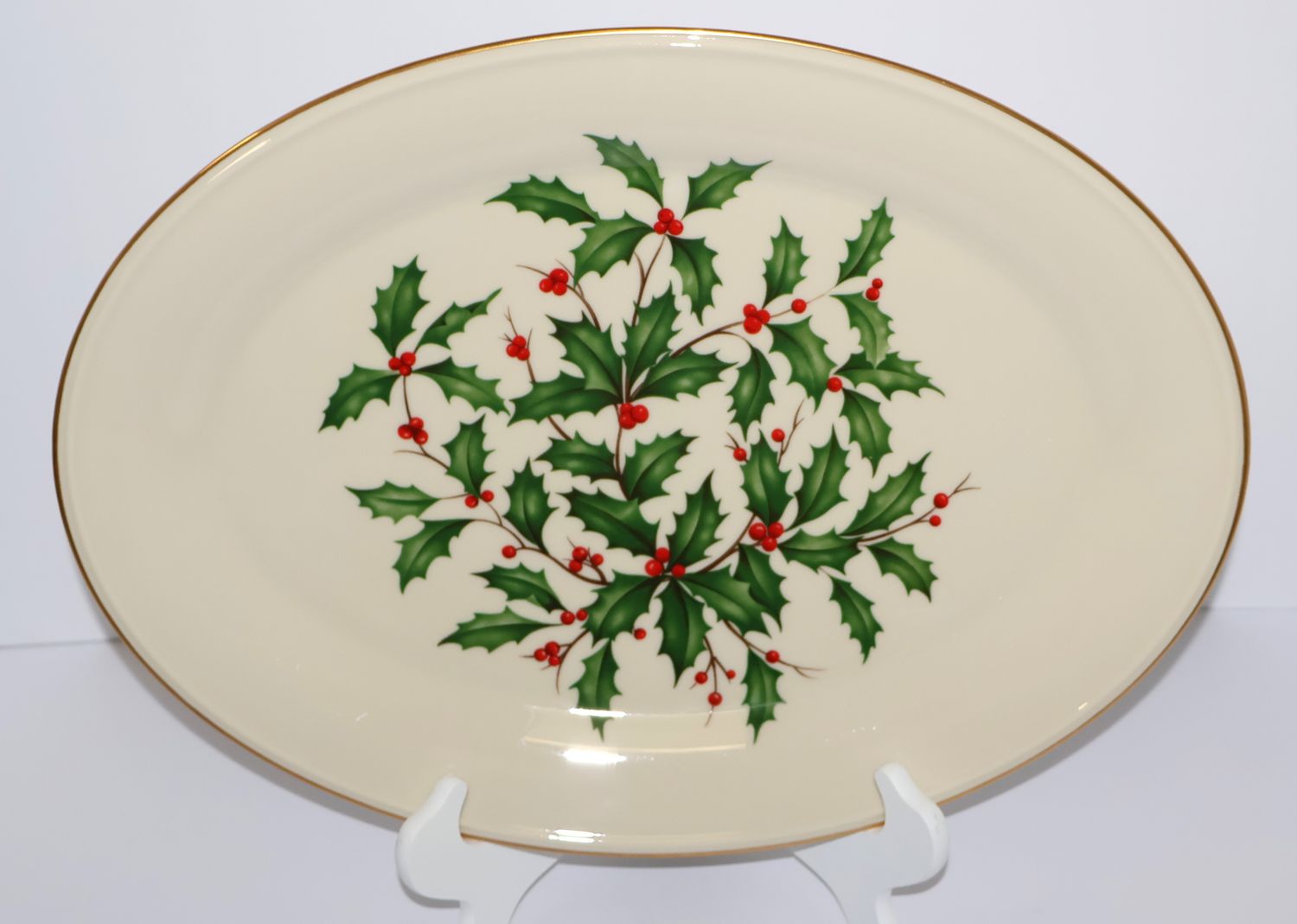 Lenox Holiday “Special” 16” Oval Serving Platter – Holly &amp; Berries | Made in the USA