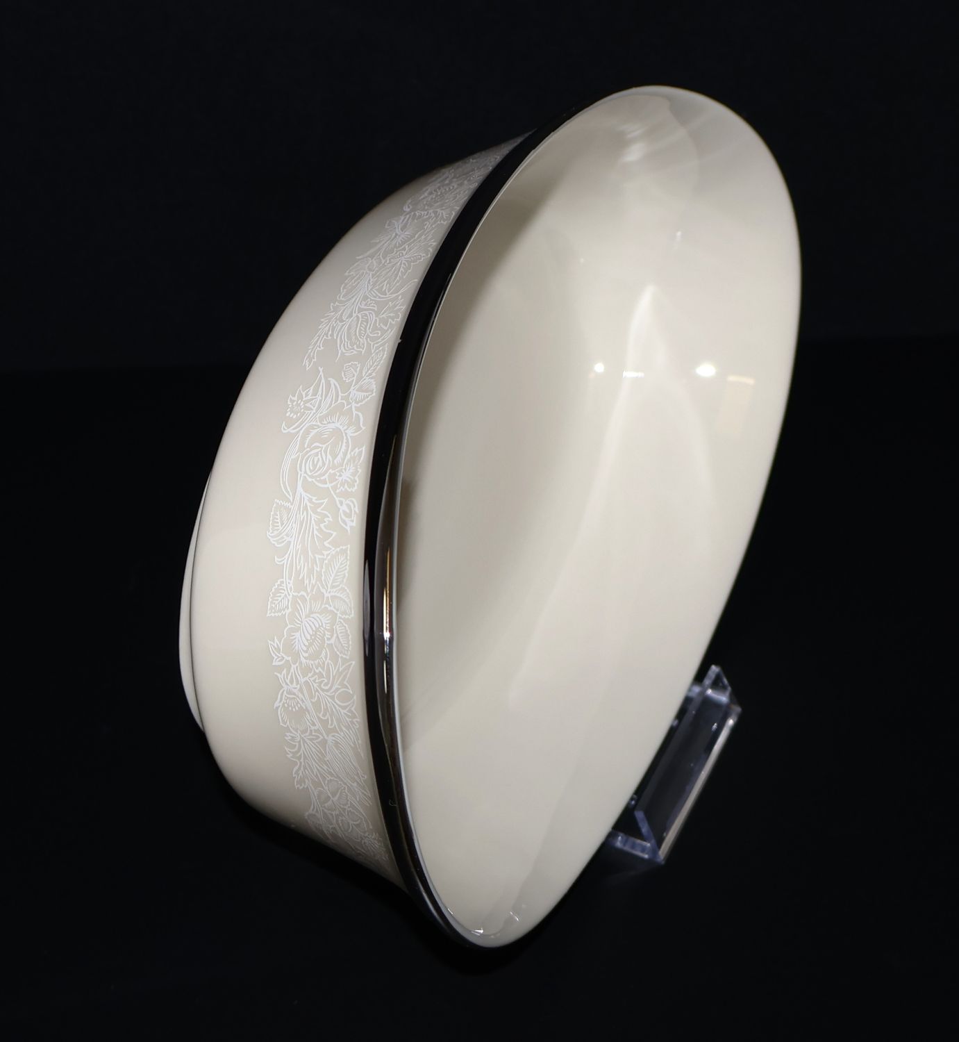 Lenox Moonspun 10” Oval Vegetable Serving Bowl – Platinum Trim | Made in the USA